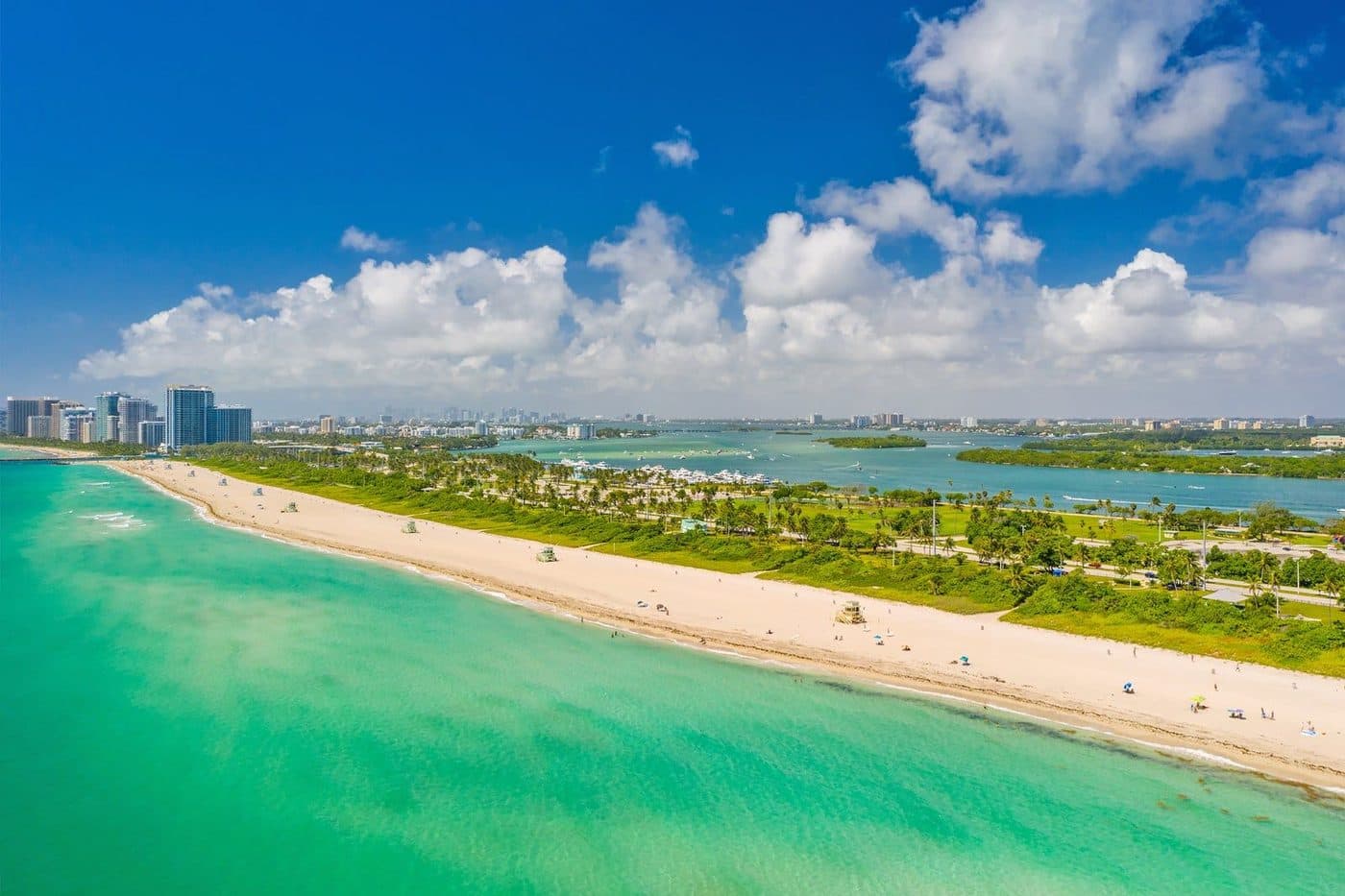 A beach and shoreline, seen from above